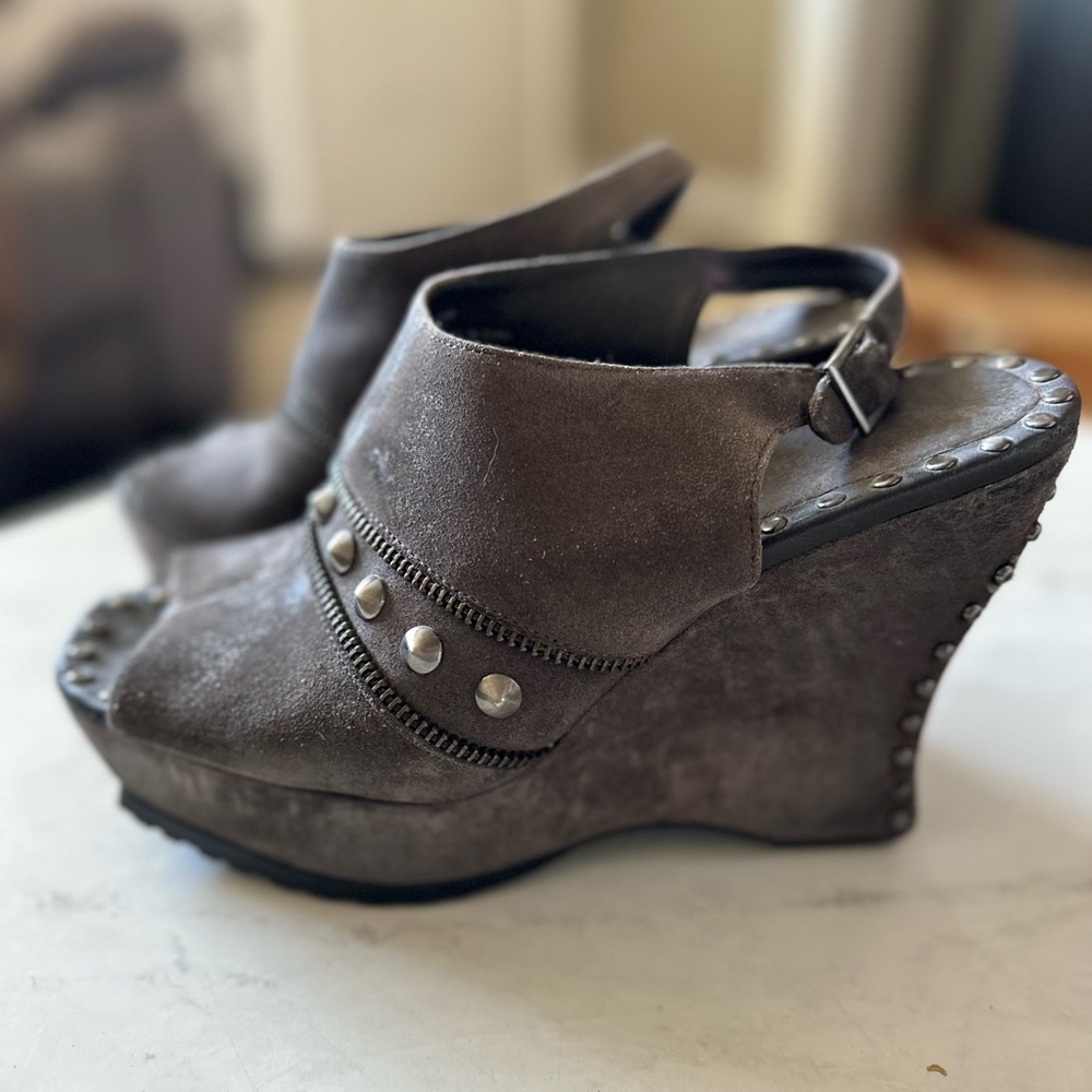 Donald Pliner X Lisa Simi open toed studded platforms